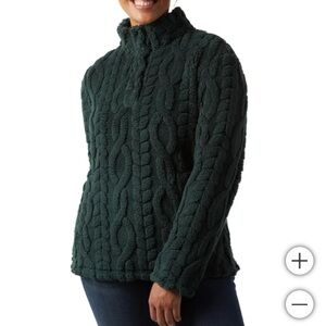 32 Degrees Women's Cable Sherpa Pullover - Green XXL